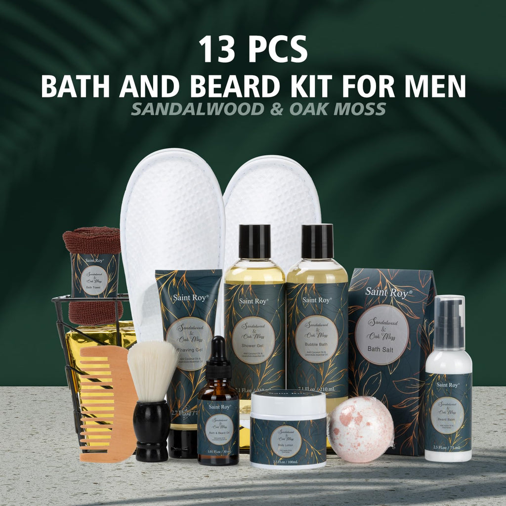 Fathers Day Christmas Gift Baskets, Birthday Gifts Spa Kit for Men Classic Perfume Bath Gift Set and Shower Gift Basket Self Care Shaving Kit Mens Bath Beard Spa Gifts Baskets Mens Gift Set beauty kit
