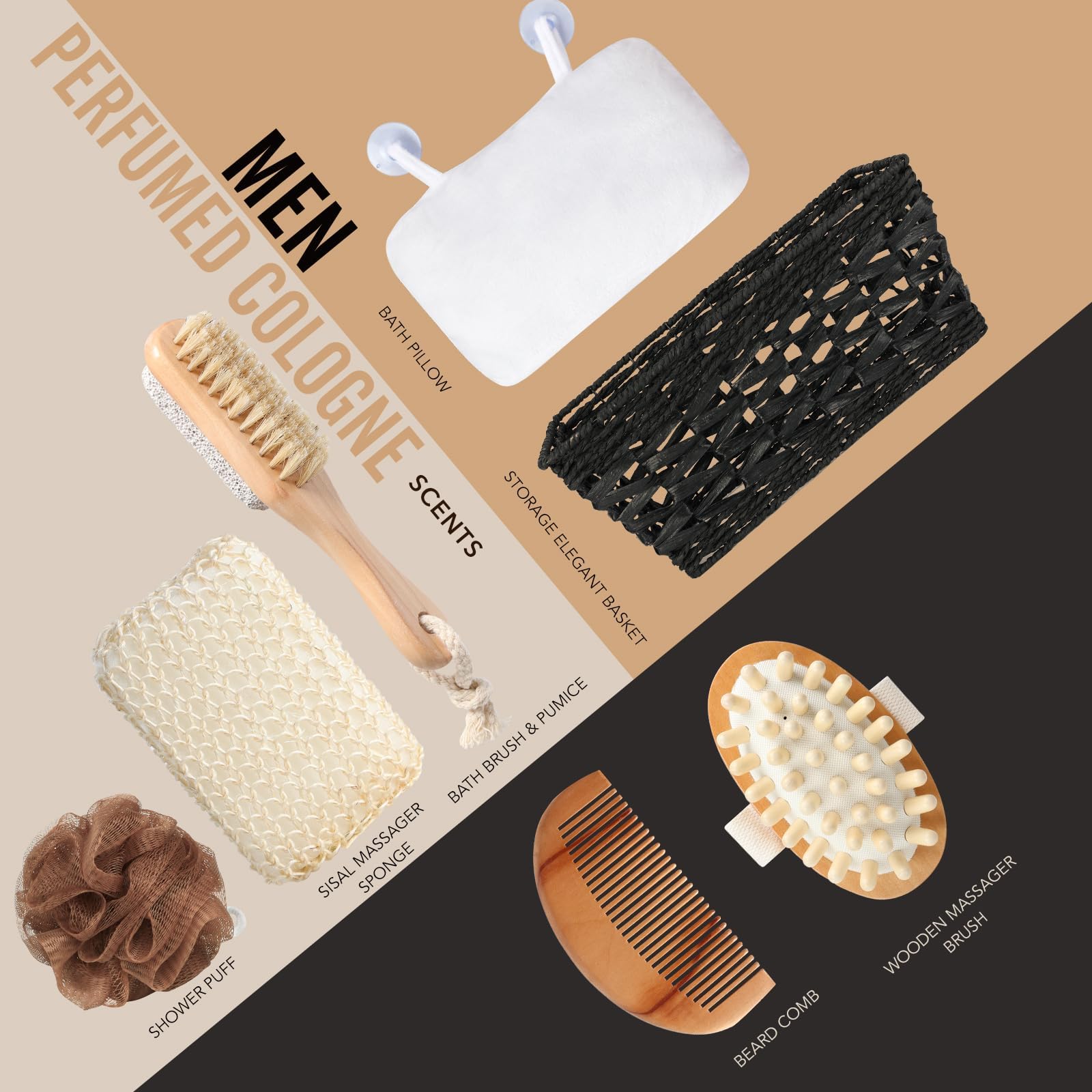 Fathers Day Christmas Gift Baskets, Birthday Gifts Spa Kit for Men Classic Perfume Bath Gift Set and Shower Gift Basket Self Care Shaving Kit Mens Bath Beard Spa Gifts Baskets Mens Gift Set beauty kit