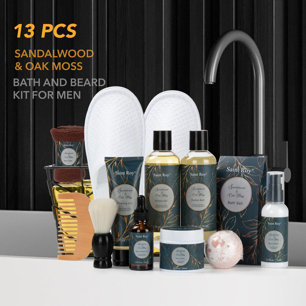 Fathers Day Christmas Gift Baskets, Birthday Gifts Spa Kit for Men Classic Perfume Bath Gift Set and Shower Gift Basket Self Care Shaving Kit Mens Bath Beard Spa Gifts Baskets Mens Gift Set beauty kit