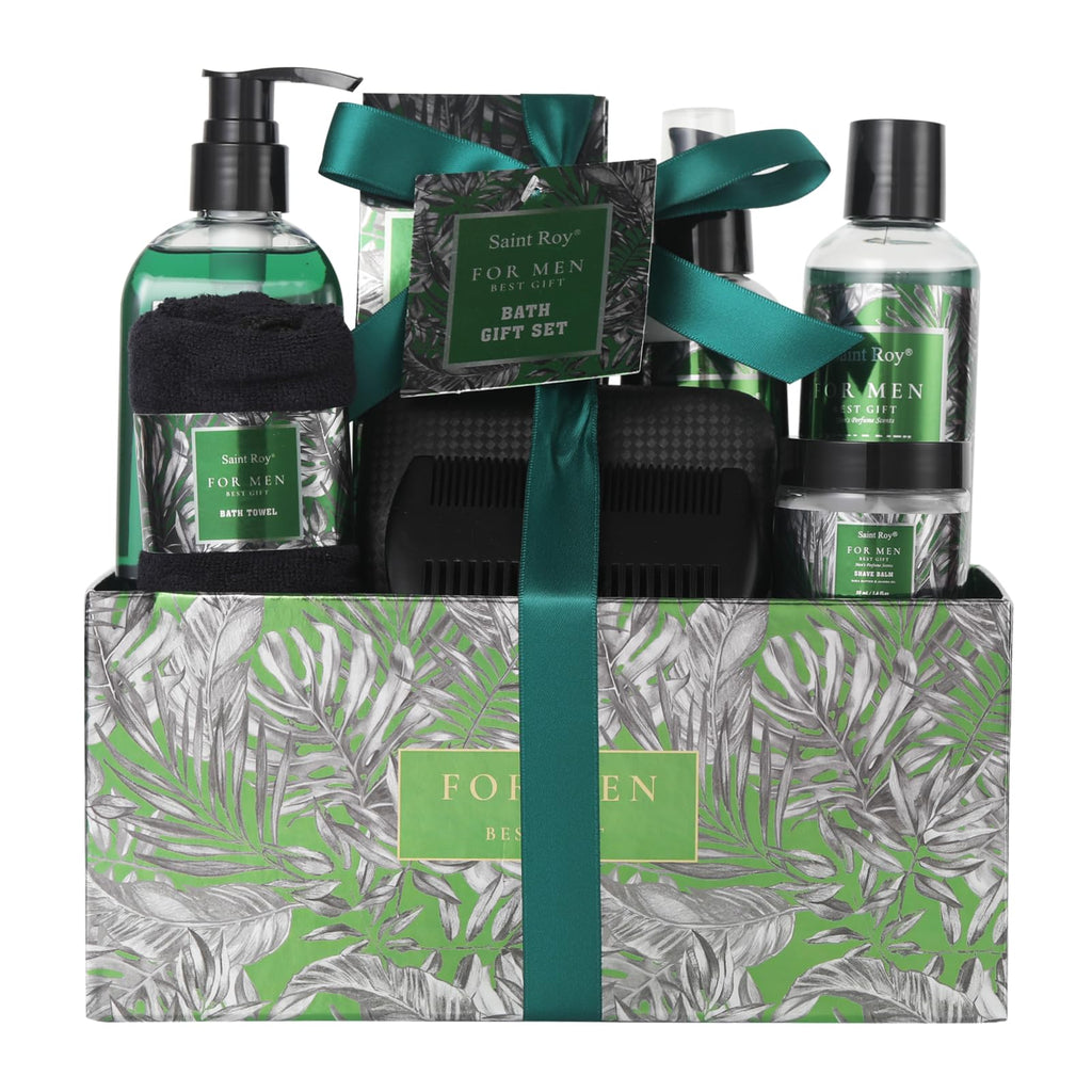 Fathers Day Christmas Gift Baskets, Birthday Gifts Spa Kit for Men Classic Perfume Bath Gift Set and Shower Gift Basket Self Care Shaving Kit Mens Bath Beard Spa Gifts Baskets Mens Gift Set beauty kit