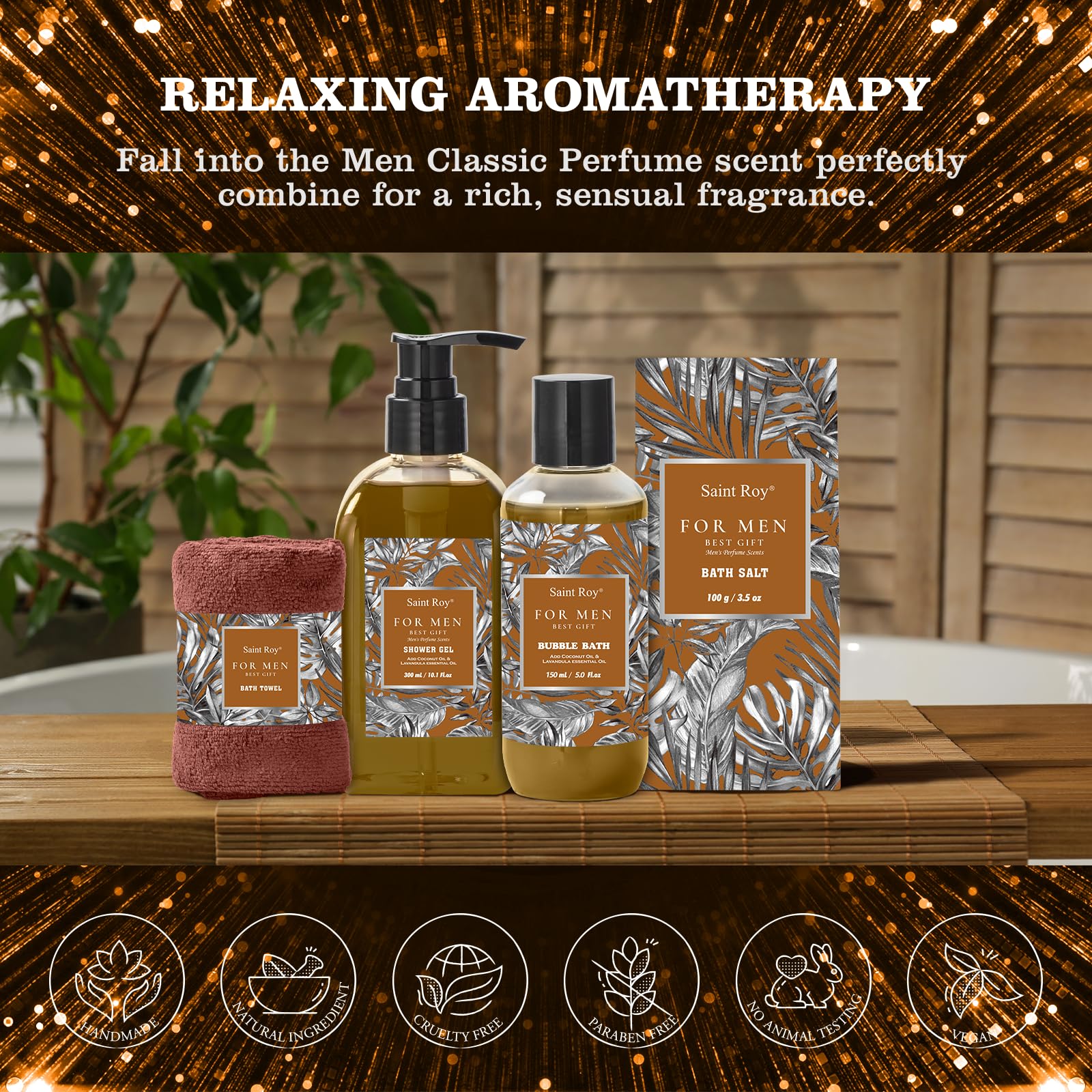 Fathers Day Christmas Gift Baskets, Birthday Gifts Spa Kit for Men Classic Perfume Bath Gift Set and Shower Gift Basket Self Care Shaving Kit Mens Bath Beard Spa Gifts Baskets Mens Gift Set beauty kit