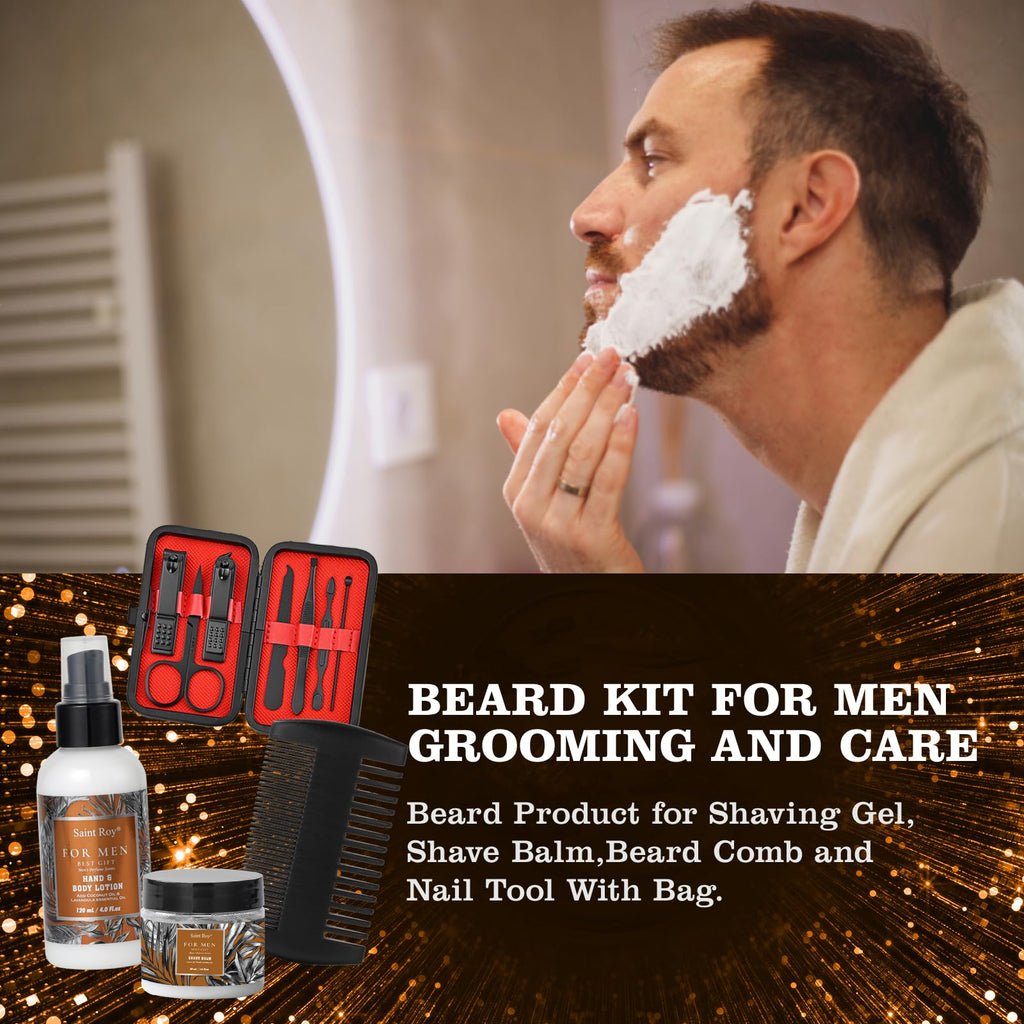 Fathers Day Christmas Gift Baskets, Birthday Gifts Spa Kit for Men Classic Perfume Bath Gift Set and Shower Gift Basket Self Care Shaving Kit Mens Bath Beard Spa Gifts Baskets Mens Gift Set beauty kit