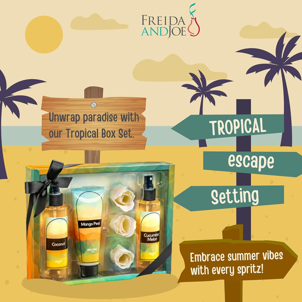 Fine Fragrance Body Mist & Body Splash Gift Set – Luxury Self-Care Combo for Women and Girls (Coconut, Cucumber, Mango Pear, Rose Soap)