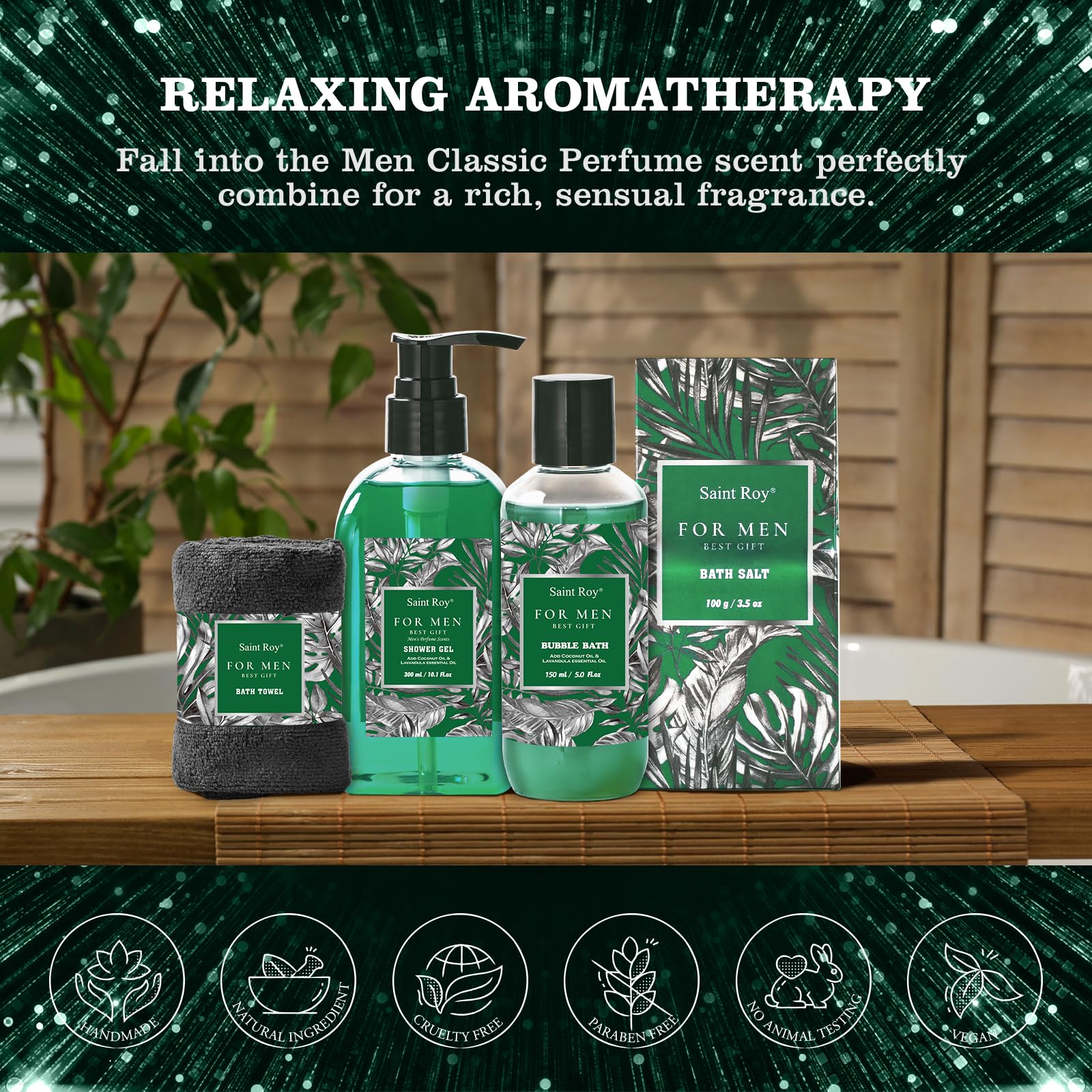 Fathers Day Christmas Gift Baskets, Birthday Gifts Spa Kit for Men Classic Perfume Bath Gift Set and Shower Gift Basket Self Care Shaving Kit Mens Bath Beard Spa Gifts Baskets Mens Gift Set beauty kit