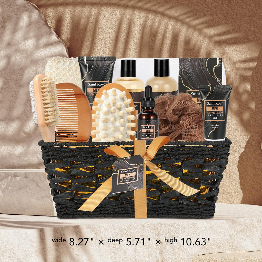 Fathers Day Christmas Gift Baskets, Birthday Gifts Spa Kit for Men Classic Perfume Bath Gift Set and Shower Gift Basket Self Care Shaving Kit Mens Bath Beard Spa Gifts Baskets Mens Gift Set beauty kit
