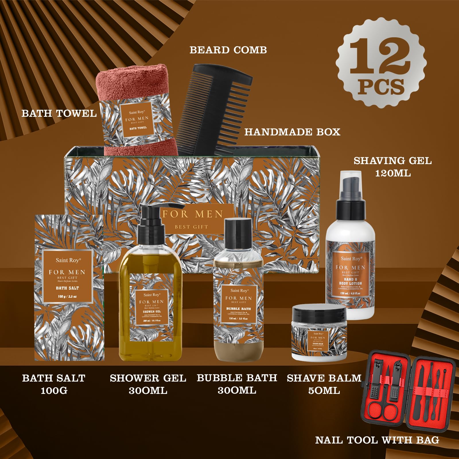 Fathers Day Christmas Gift Baskets, Birthday Gifts Spa Kit for Men Classic Perfume Bath Gift Set and Shower Gift Basket Self Care Shaving Kit Mens Bath Beard Spa Gifts Baskets Mens Gift Set beauty kit