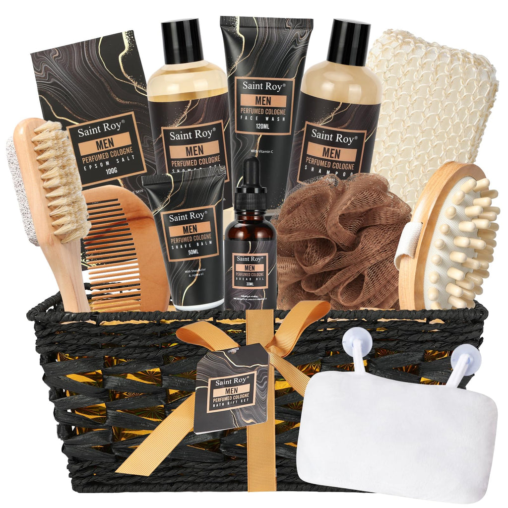 Fathers Day Christmas Gift Baskets, Birthday Gifts Spa Kit for Men Classic Perfume Bath Gift Set and Shower Gift Basket Self Care Shaving Kit Mens Bath Beard Spa Gifts Baskets Mens Gift Set beauty kit