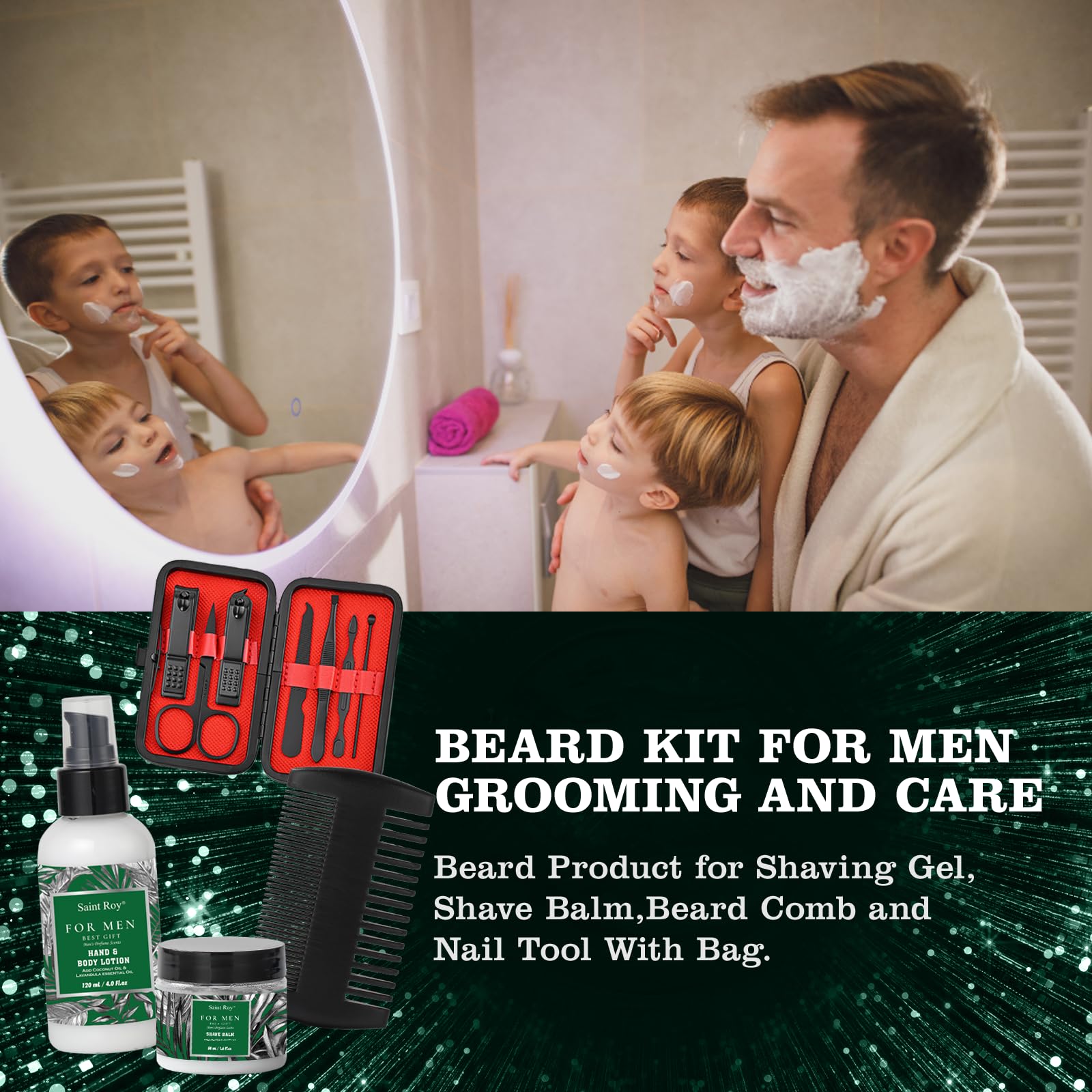 Fathers Day Christmas Gift Baskets, Birthday Gifts Spa Kit for Men Classic Perfume Bath Gift Set and Shower Gift Basket Self Care Shaving Kit Mens Bath Beard Spa Gifts Baskets Mens Gift Set beauty kit