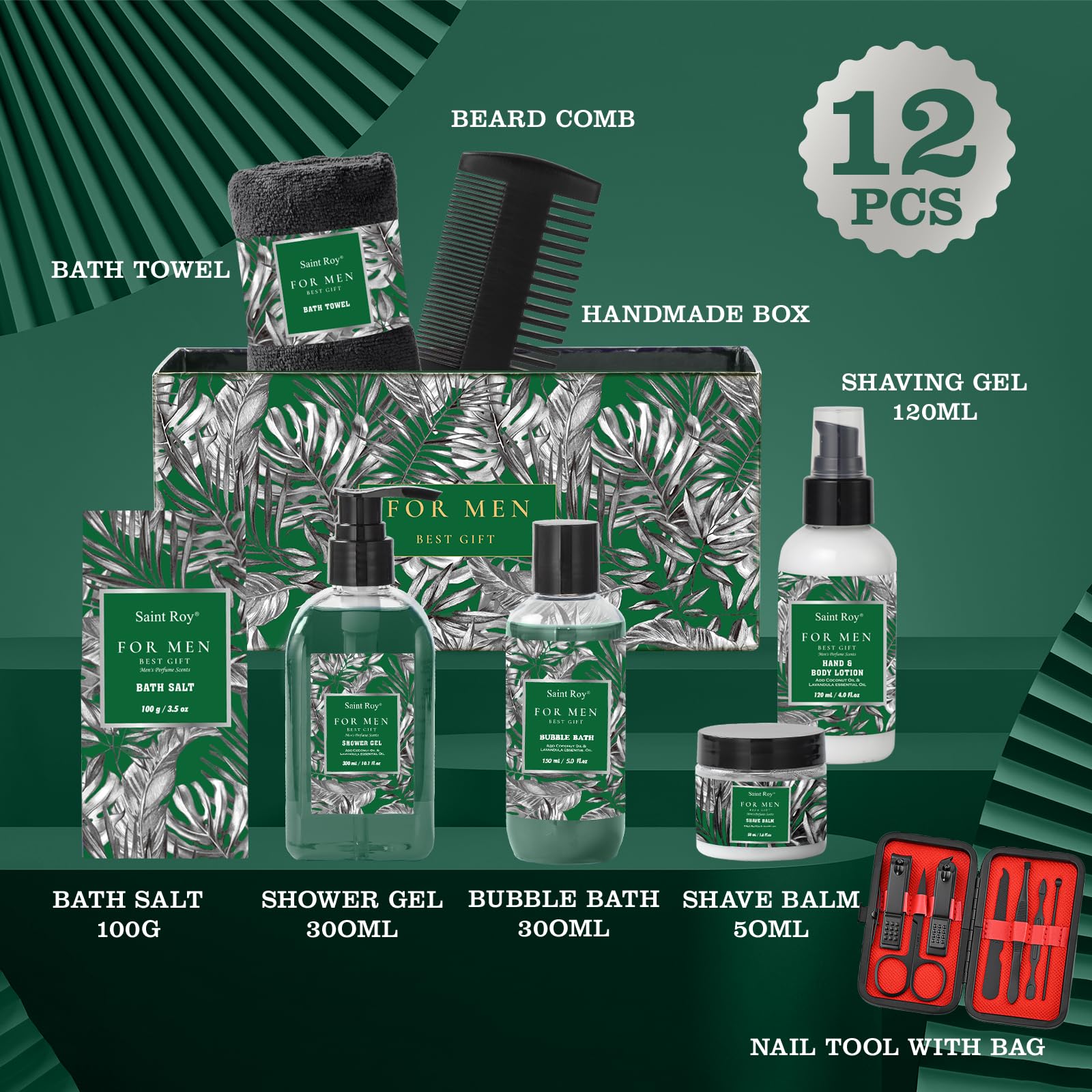 Fathers Day Christmas Gift Baskets, Birthday Gifts Spa Kit for Men Classic Perfume Bath Gift Set and Shower Gift Basket Self Care Shaving Kit Mens Bath Beard Spa Gifts Baskets Mens Gift Set beauty kit