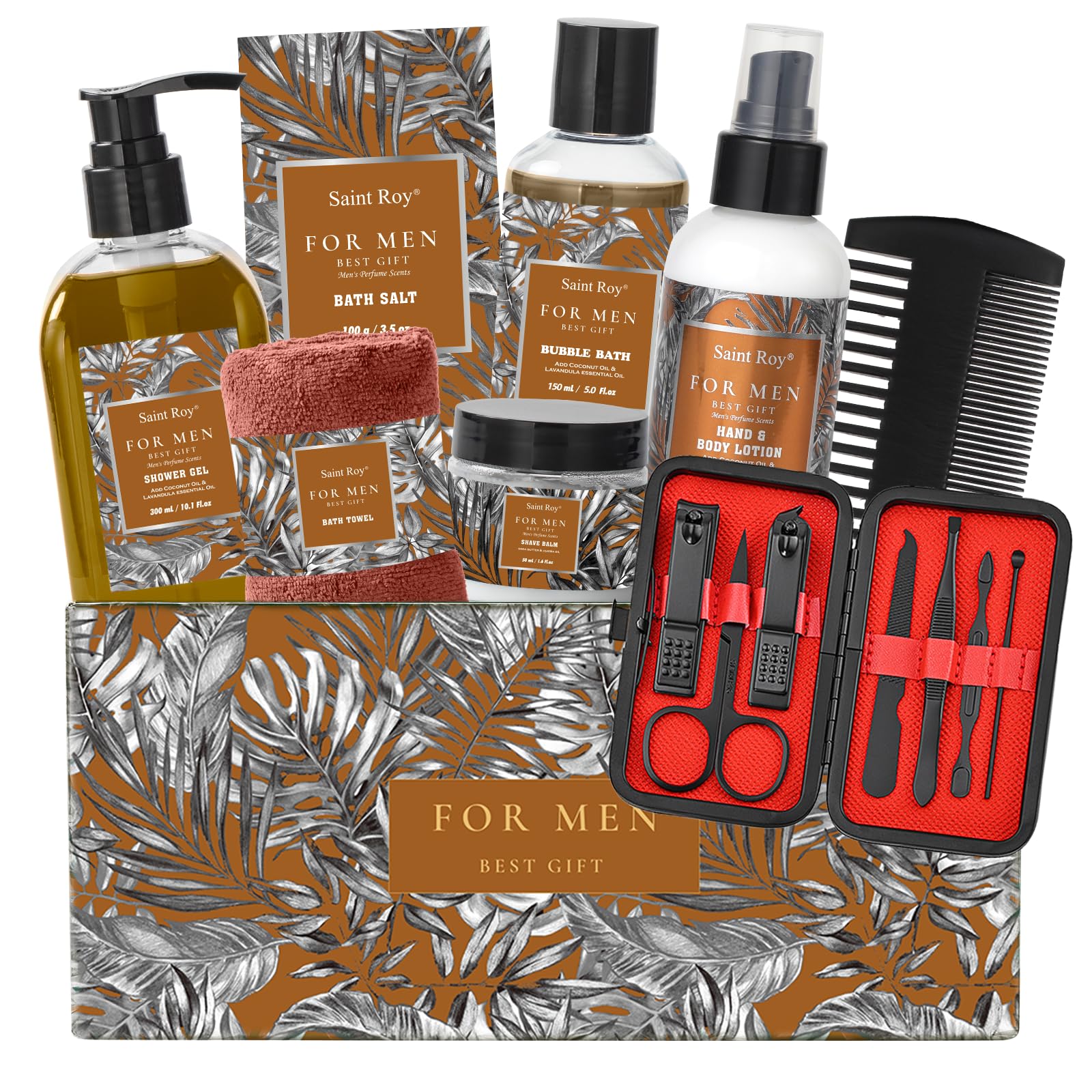 Fathers Day Christmas Gift Baskets, Birthday Gifts Spa Kit for Men Classic Perfume Bath Gift Set and Shower Gift Basket Self Care Shaving Kit Mens Bath Beard Spa Gifts Baskets Mens Gift Set beauty kit