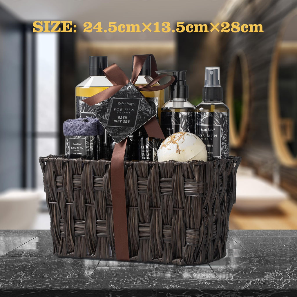 Fathers Day Christmas Gift Baskets, Birthday Gifts Spa Kit for Men Classic Perfume Bath Gift Set and Shower Gift Basket Self Care Shaving Kit Mens Bath Beard Spa Gifts Baskets Mens Gift Set beauty kit