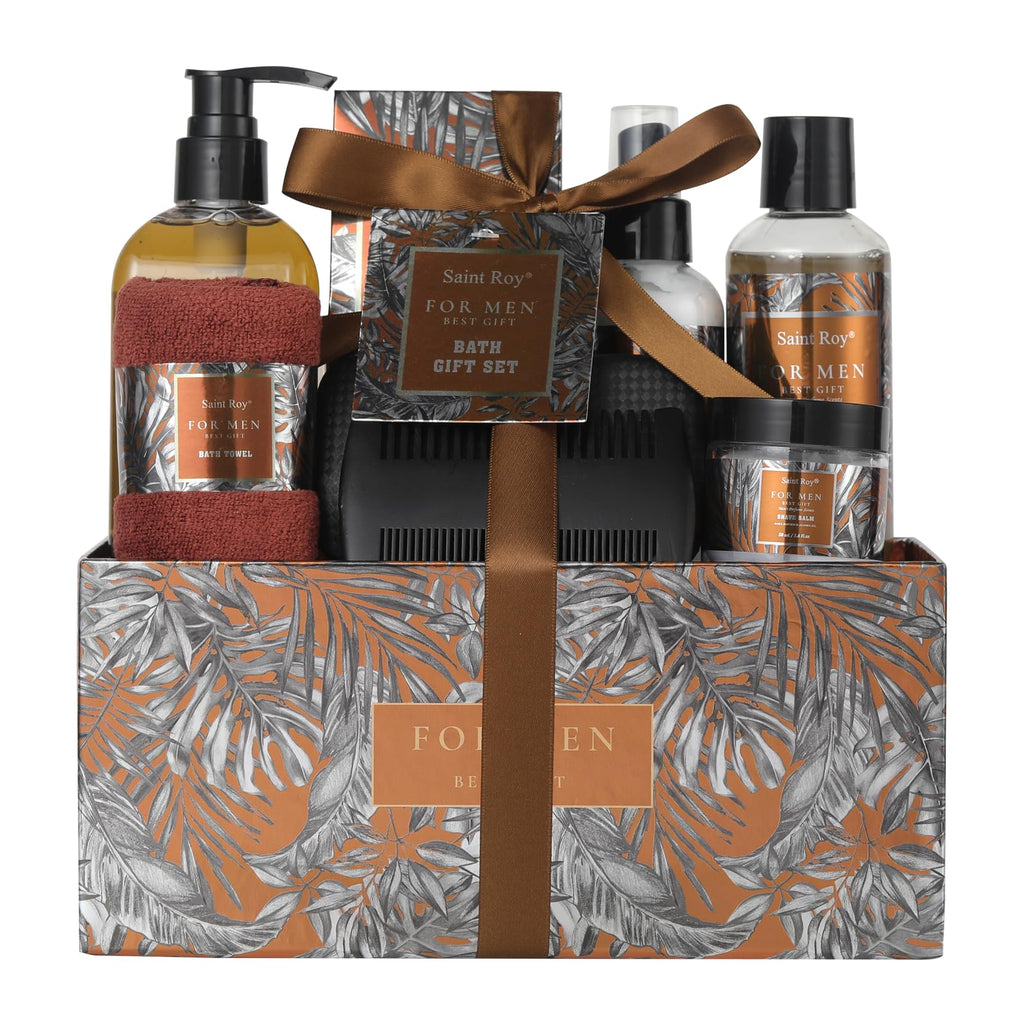 Fathers Day Christmas Gift Baskets, Birthday Gifts Spa Kit for Men Classic Perfume Bath Gift Set and Shower Gift Basket Self Care Shaving Kit Mens Bath Beard Spa Gifts Baskets Mens Gift Set beauty kit