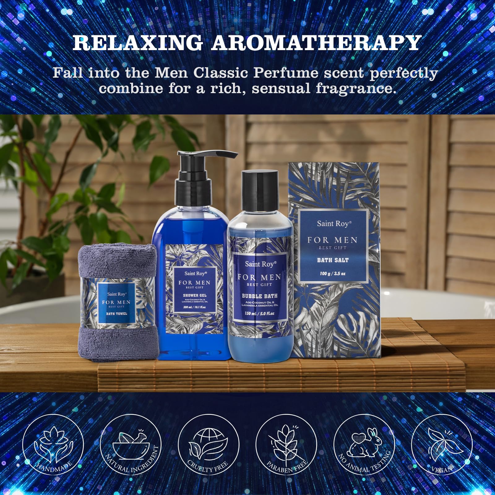 Fathers Day Christmas Gift Baskets, Birthday Gifts Spa Kit for Men Classic Perfume Bath Gift Set and Shower Gift Basket Self Care Shaving Kit Mens Bath Beard Spa Gifts Baskets Mens Gift Set beauty kit